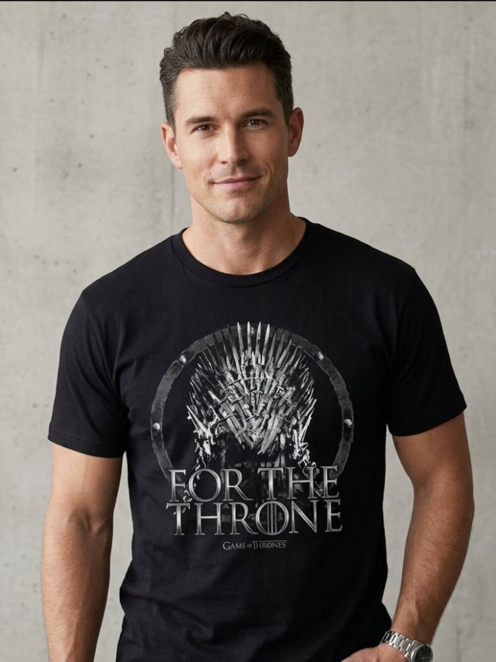 NWT HBO Game of Thrones "For the Throne" Silver Foil T-Shirt - Men's M